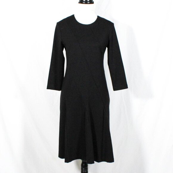 Vintage Late 80s 90s Karin Stevens Little Black Dress Pleated Goth Minimalist - Picture 1 of 7